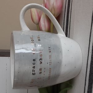 Scripture Mug 1 Cor 15:10 By The Grace Of God Gray White Speckled 14 oz